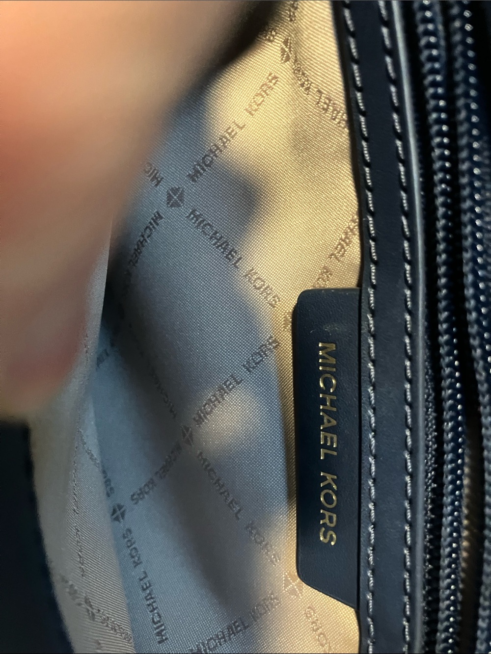 Michael Kors Navy and Gold MK Logo Backpack - Picture 4 of 5